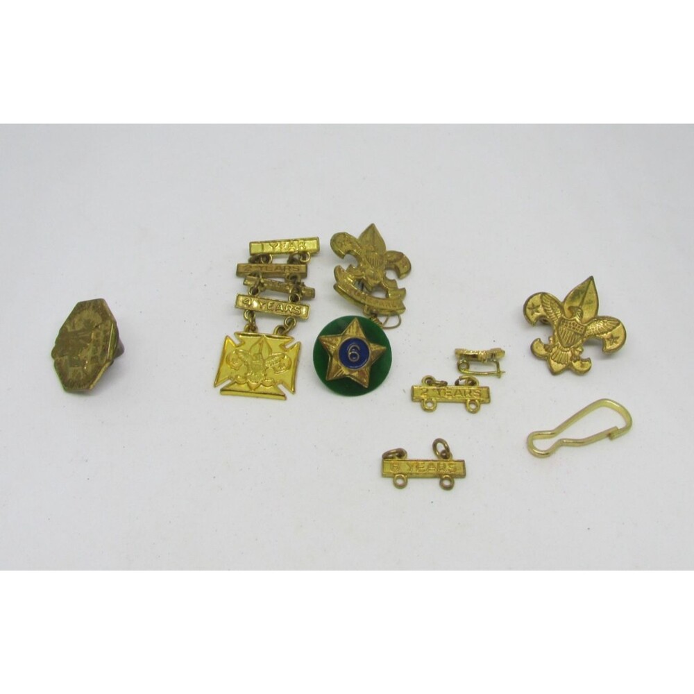 Vintage BOY SCOUTS Valley Forge 1957 Pins years Be Prepared Used Lot of 7